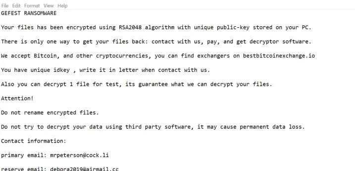 GEFEST ransomware