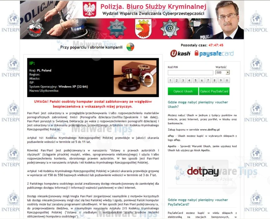 Polizja Biuro Służby Kryminalnej Ukash virus