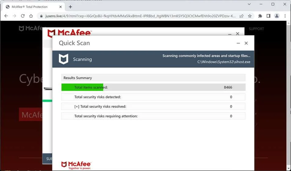 Image: Chrome browser is redirected to Juxens.live