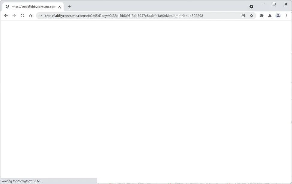 Image: Chrome browser is redirected to Croakflabbyconsume.com
