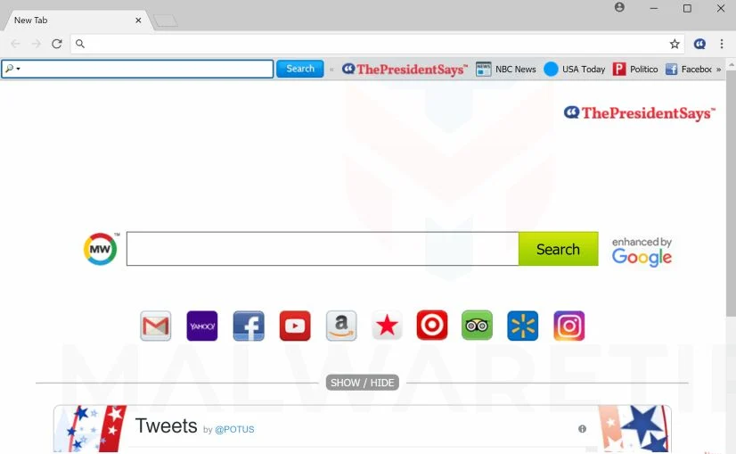 ThePresidentSays toolbar
