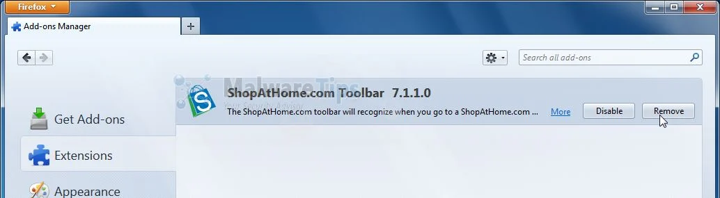 [Image: ShopAtHome.com toolbar Firefox Extension]