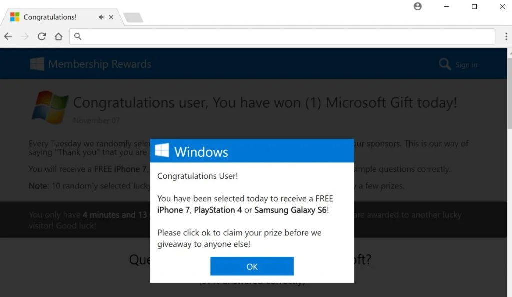 Microsoft Membership Rewards adware