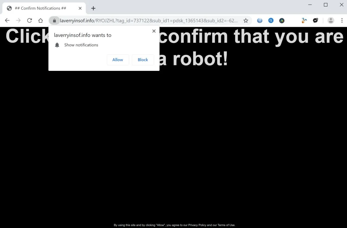 How to remove Laverryinsof.info pop-up ads (Virus Removal Guide) 1 Image: Chrome browser is redirected to Laverryinsof.info