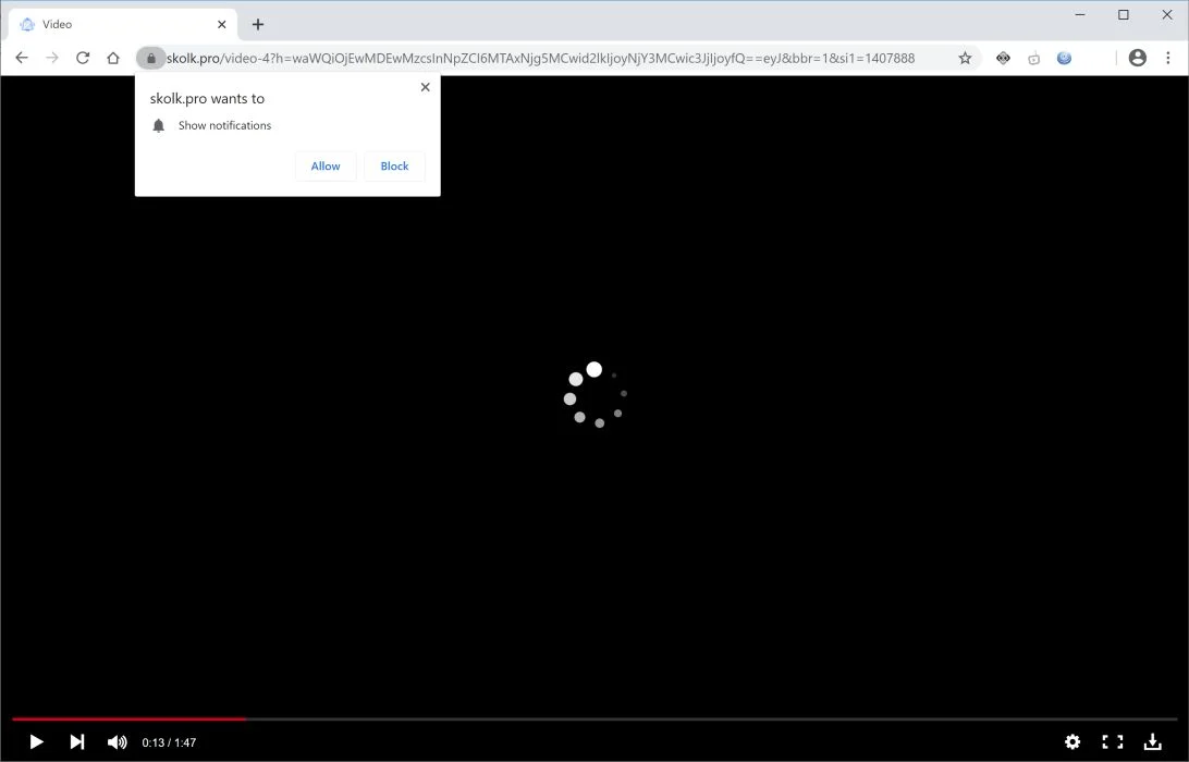 Image: Chrome browser is redirected to Skolk.pro