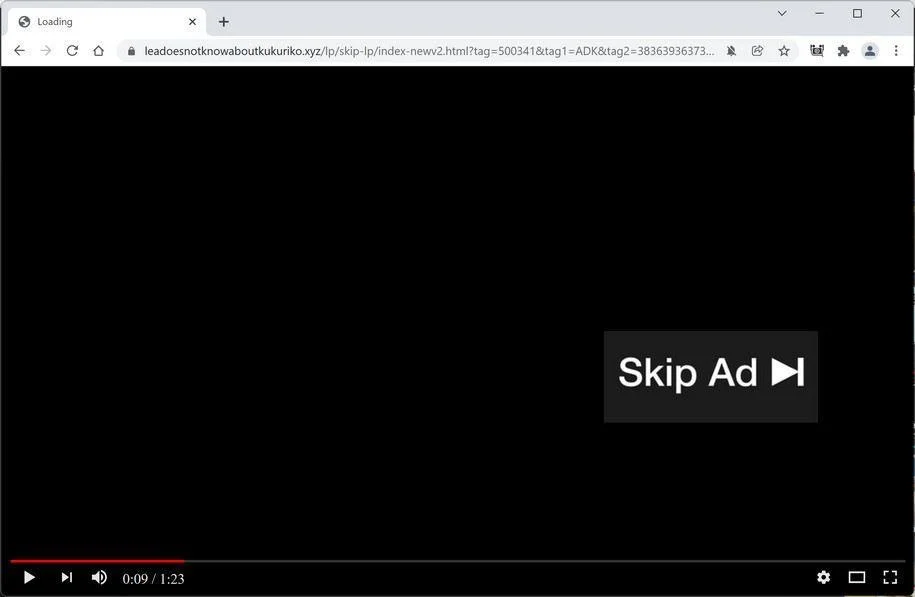 Image: Chrome browser is redirected to Leadoesnotknowaboutkukuriko.xyz