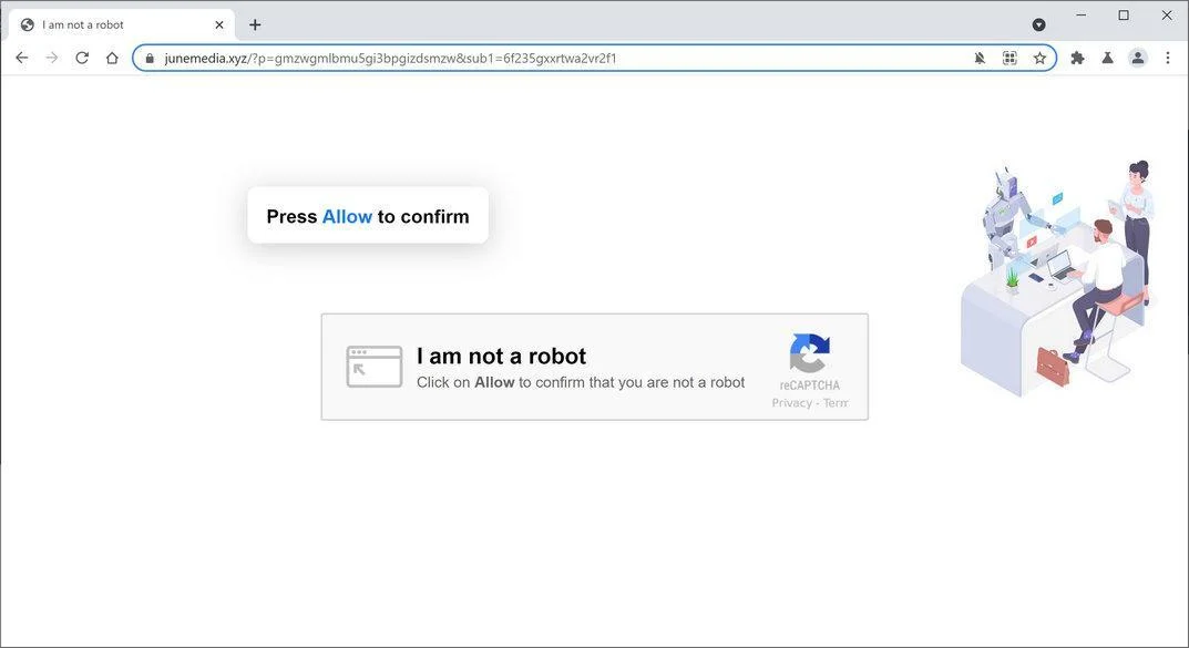Image: Chrome browser is redirected to Junemedia.xyz