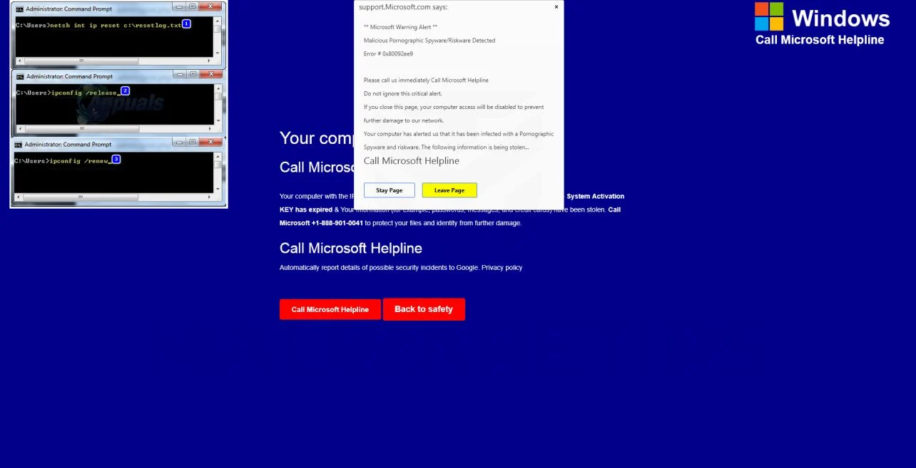 Image: Microsoft protected your PC fake error message