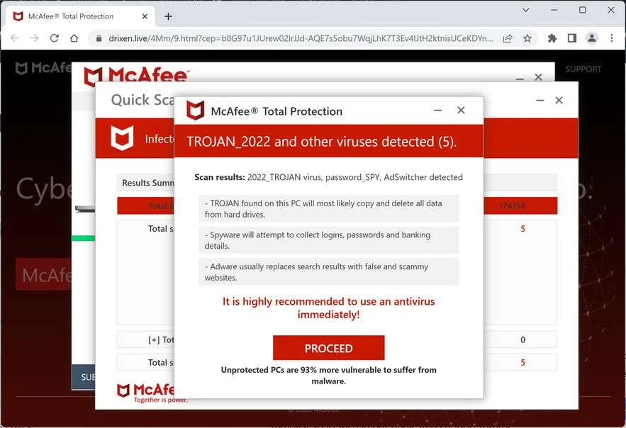 Image: Chrome browser is redirected to Drixen.live
