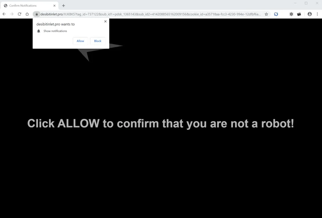 Image: Chrome browser is redirected to Desibitinlet.pro