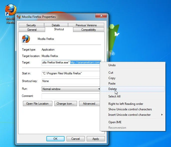 [Image: Aramamekani.com shortcut hijack]
