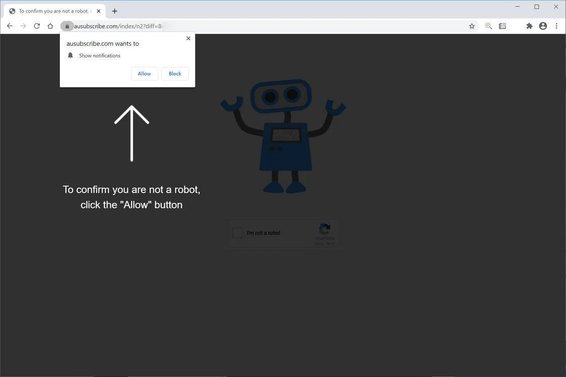 Remove Ausubscribe.com pop-up ads (Virus Removal Guide) 1 Image: Chrome browser is redirected to Ausubscribe.com
