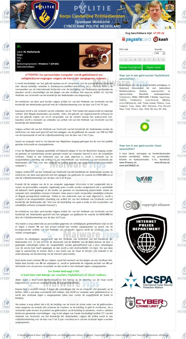[Image: Cybercrime Politie Nederland virus]