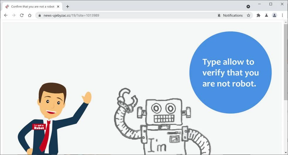 Image: Chrome browser is redirected to News-ujebyzac.cc