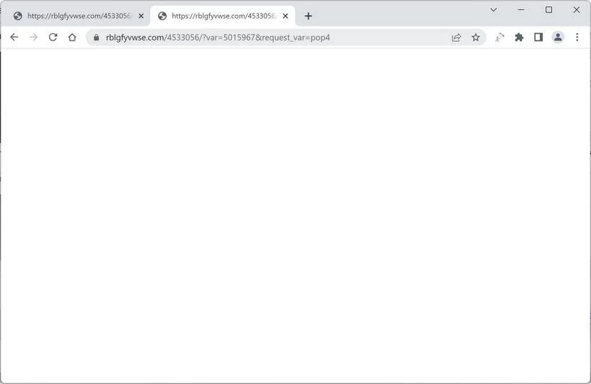 Image: Chrome browser is redirected to Rblgfyvwse.com