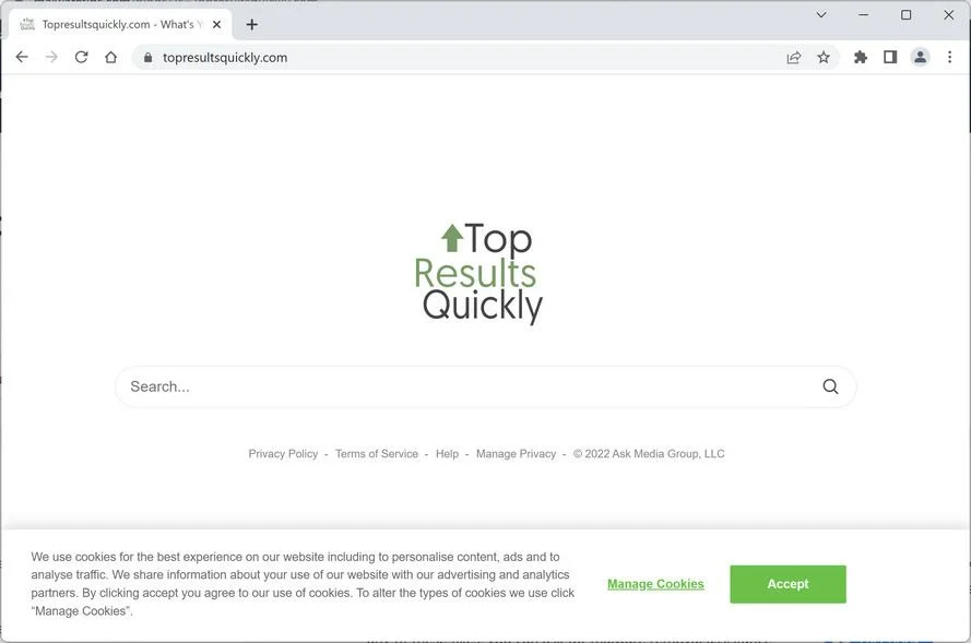 Image: Topresultsquickly.com browser redirect