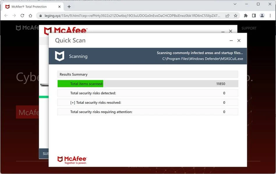 Image: Leging.xyz Fake Antivirus Scan