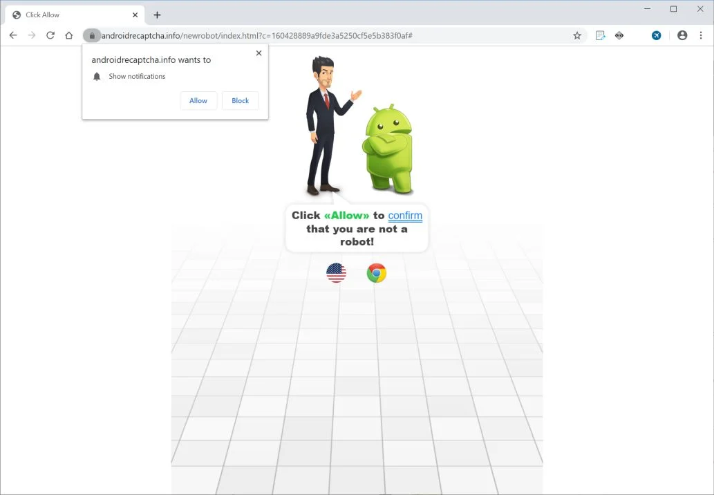How to remove Androidrecaptcha.info pop-up ads (Virus Removal Guide) 1 Image: Chrome browser is redirected to Androidrecaptcha.info