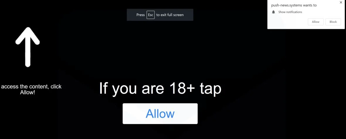 push-news.systems pop-up ads redirect