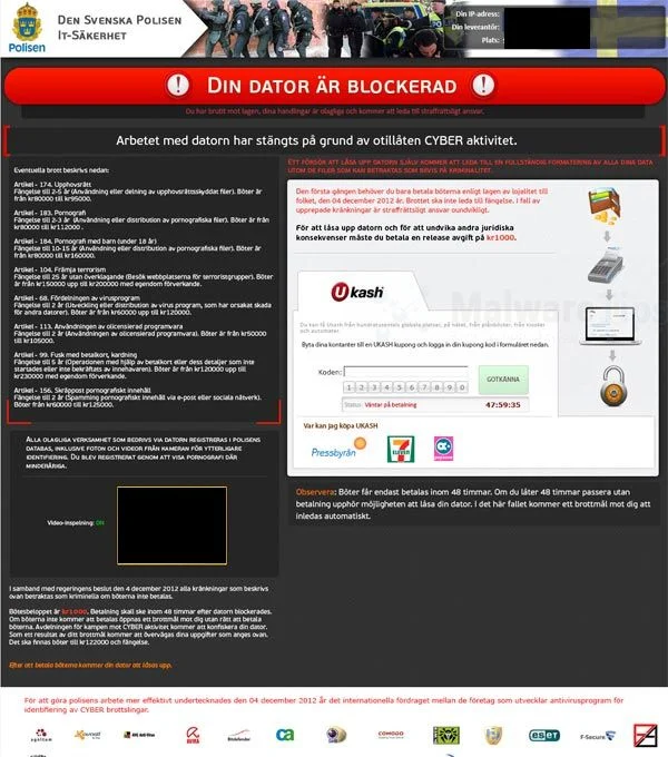 [Image: Din Dator är Blockerad virus]