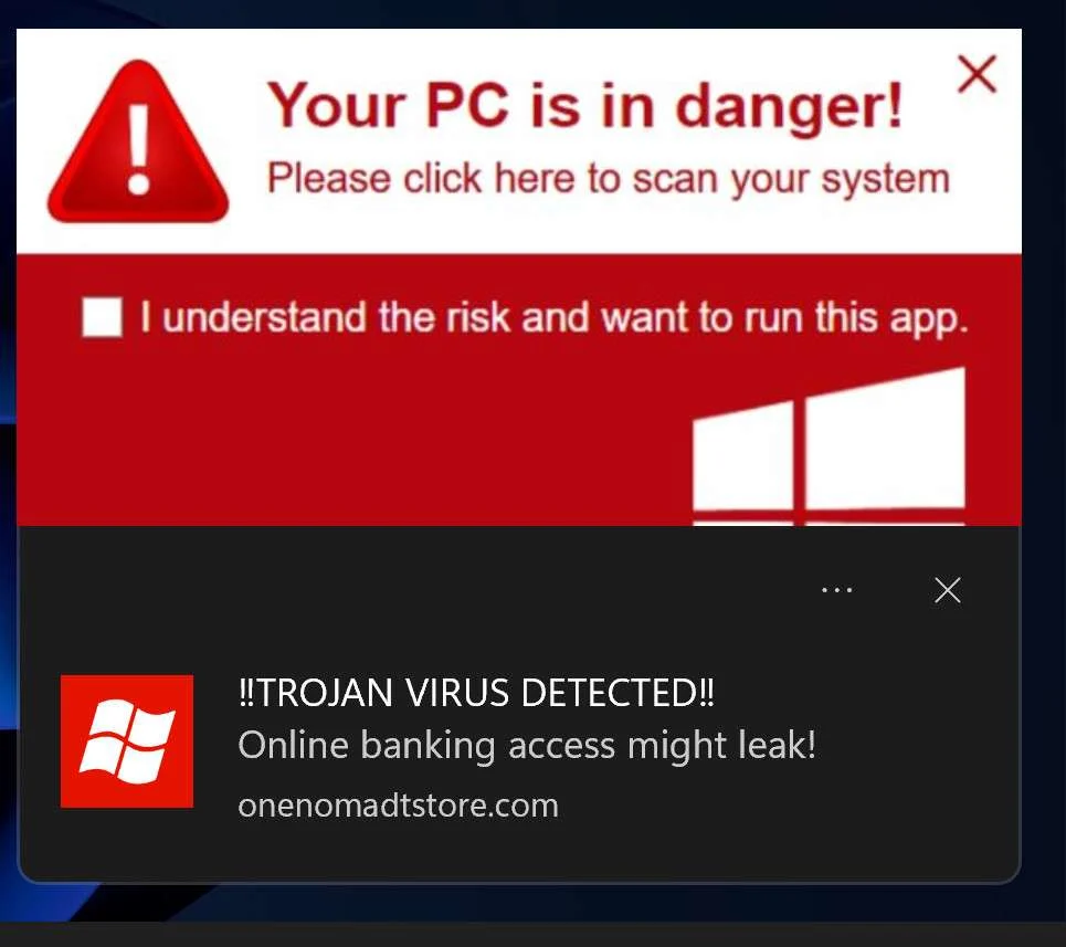 Remove "Online Banking Access Might Leak" Pop-up Scam 1 Image: Online Banking Access Might Leak Pop-up Ads