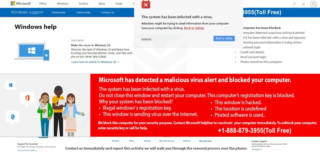 Don't Call the "Windows Firewall Warning Alert" Scam Number 7 Image: Microsoft detected malicious virus and blocked your computer - Tech Support Scam
