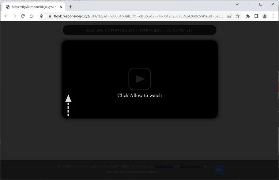 Image: Chrome browser is redirected to Responsidejo.xyz