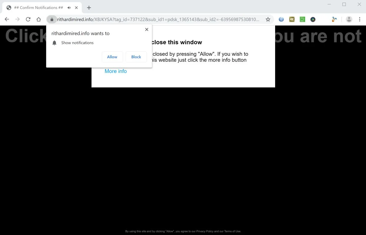 Image: Click Allow to confirm that you are not a robot Scam[