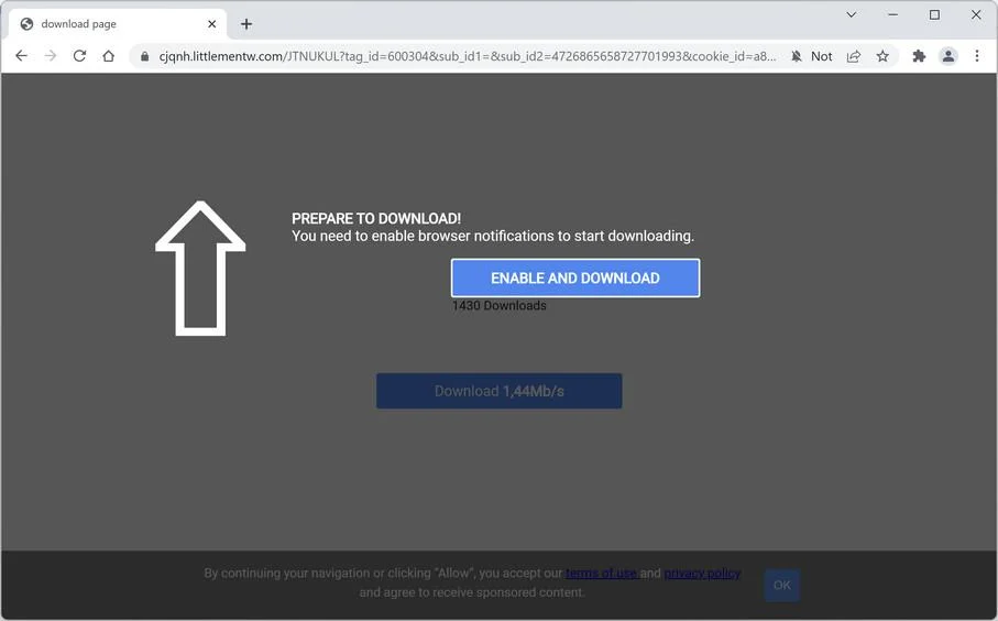 Image: Chrome browser is redirected to Littlementw.com