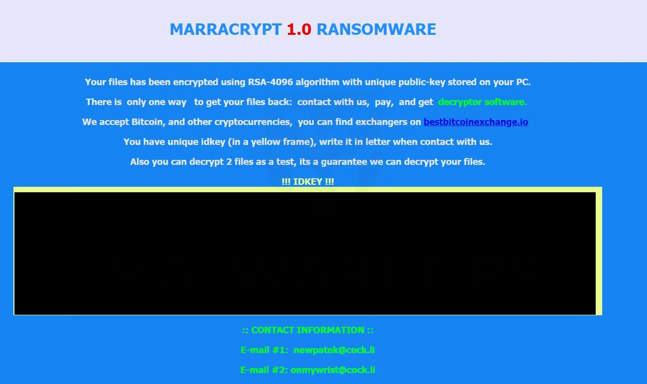 How to remove MARRACRYPT ransomware (Virus Removal Guide) 1 Image: MARRACRYPT ransomware