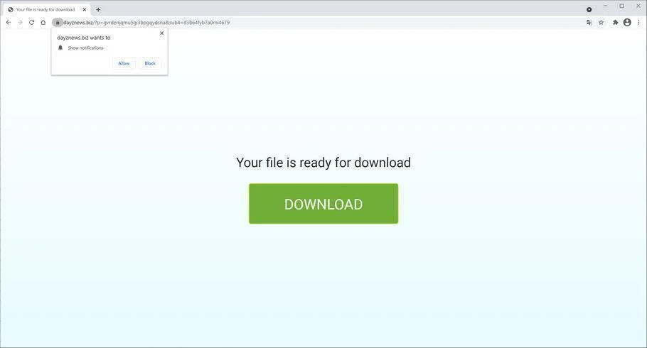 Remove Dayznews.biz pop-up ads (Virus Removal Guide) 1 Image: Chrome browser is redirected to Dayznews.biz