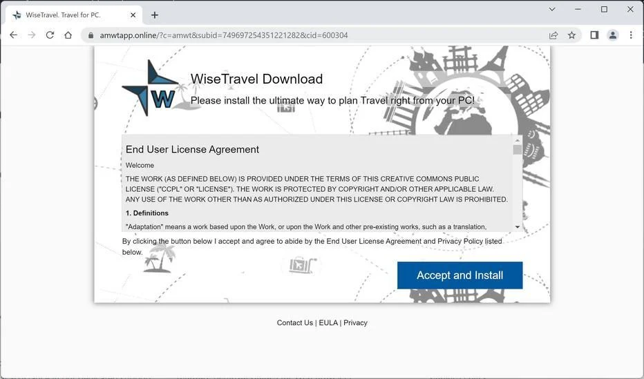 Image: Advertisements promoting WiseTravel adware