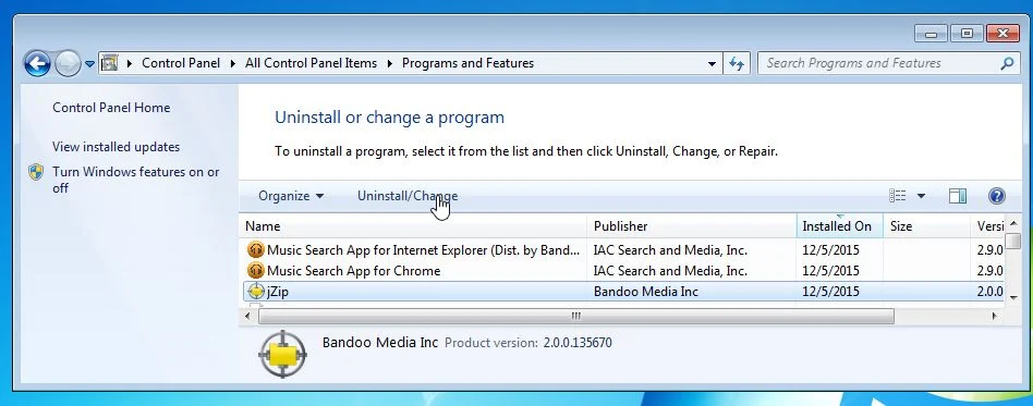Remove jZip from Windows