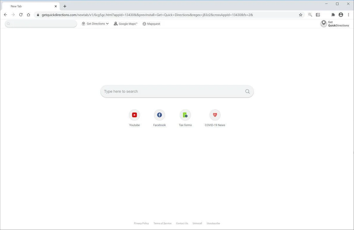 Remove Get Quick Directions browser hijacker (Virus Removal Guide) 1 Image: Chrome browser is redirected to Get Quick Directions