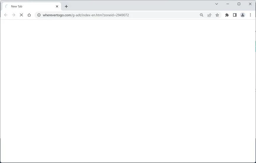 Remove Wherevertogo.com Ads (Virus Removal Guide) 1 Image: Chrome browser is redirected to Wherevertogo.com