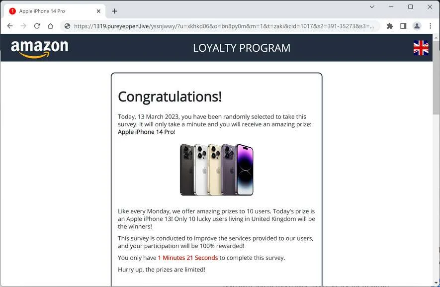 Image: Pureyeppen.live Survey Scam