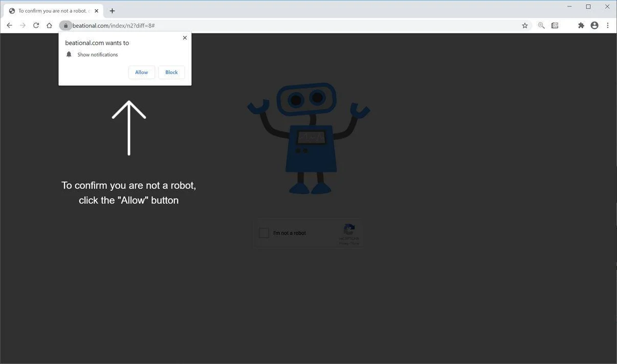 Remove Beational.com pop-up ads (Virus Removal Guide) 1 Image: Chrome browser is redirected to Beational.com