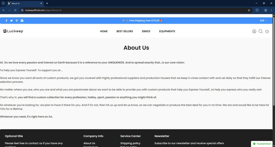 Luckeepofficial.com scam