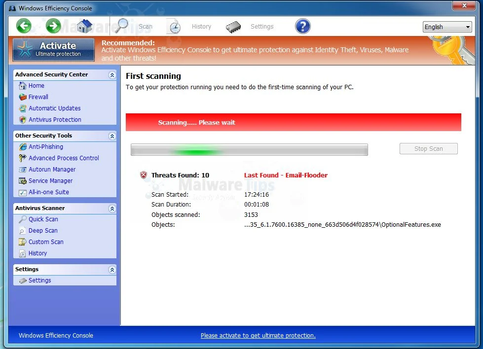 [Image: Windows Efficiency Console virus]