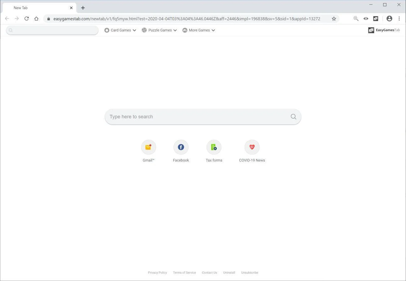 How to remove EasyGamesTab.com redirect (Virus Removal Guide) 1 Image: Chrome browser is redirected to Easygamestab.com