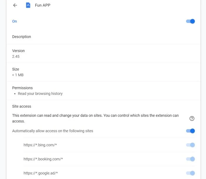 How to remove Fun APP redirect (Virus Removal Guide) 1 Image: Fun APP Chrome extension