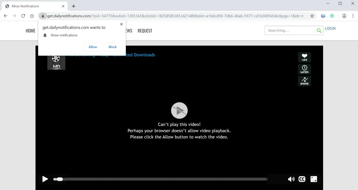 Remove Get.dailynotifications.com pop-up ads (Virus Removal Guide) 1 Image: Chrome browser is redirected to Get.dailynotifications.com