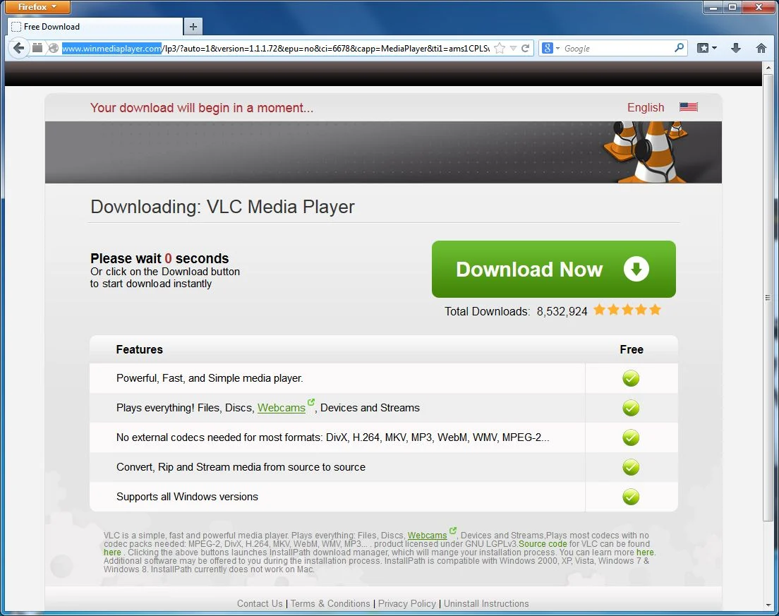 Picture of WinMediaPlayer.com virus