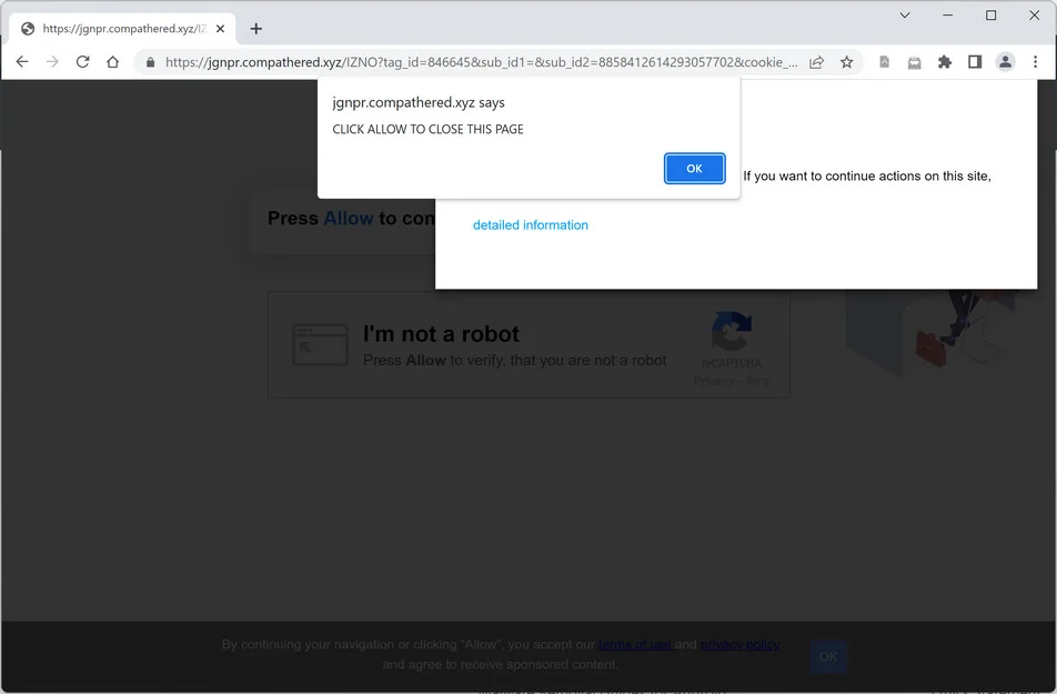 Remove Compathered.xyz Pop-up Ads (Virus Removal Guide) 1 Image: Chrome browser is redirected to Compathered.xyz