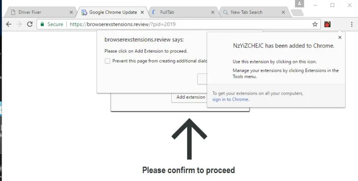 Please click on Add Extension to proceed virus