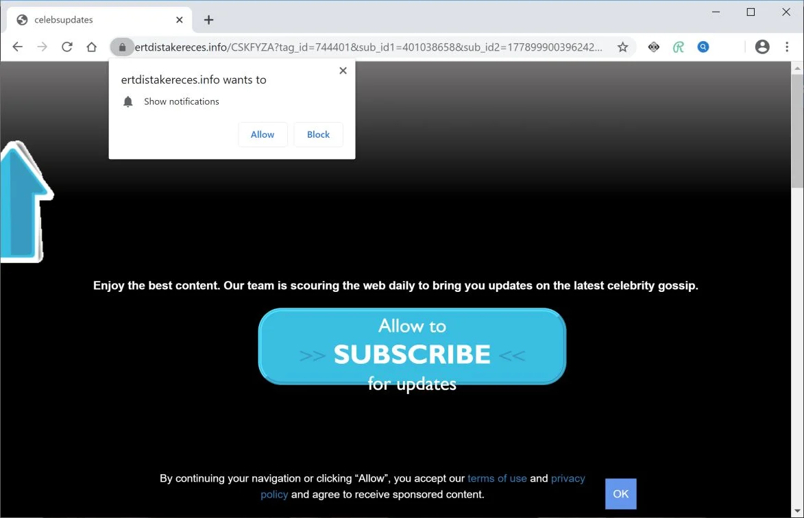 Image: Allow to subscribe for updates - Scam