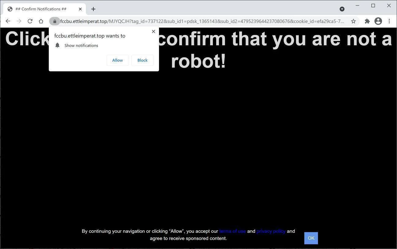 Remove Ettleimperat.top pop-up ads (Virus Removal Guide) 1 Image: Chrome browser is redirected to Ettleimperat.top
