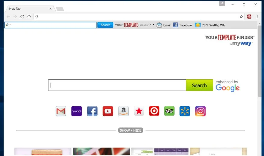 How to remove YourTemplateFinder redirect (Uninstall Guide) 1 YourTemplateFinder By MyWay toolbar
