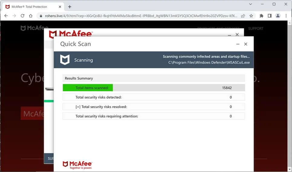 Image: Chrome browser is redirected to Rohens.live
