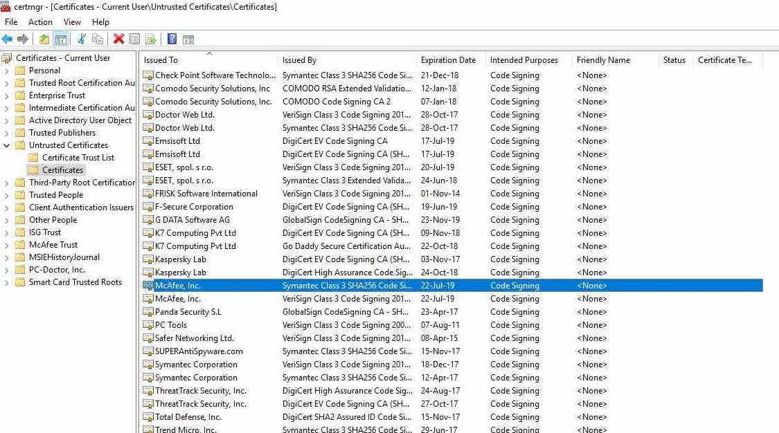 The publisher has been blocked from running software Virus